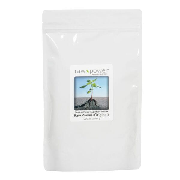 Bag of Raw Power Protein Superfood, a nutritional supplement for dedicated yoga practitioners.
