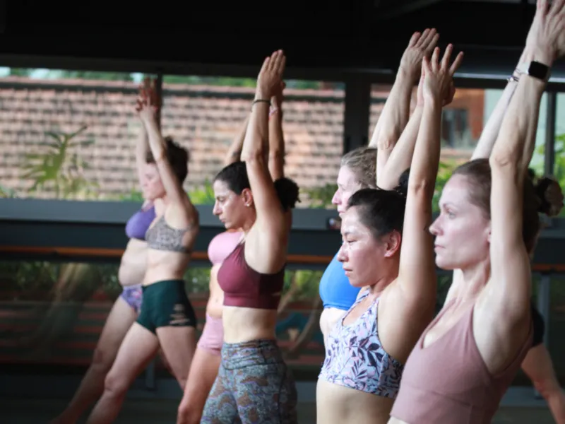 Yoga Students practicing bikram yoga in Denmark